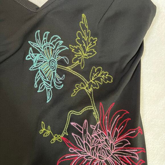 Y2K BCBGMAXAZRIA Embroidered Floral Spaghetti Strap Asymmetrical Midi Dress XS - Picture 10 of 14